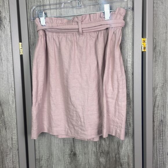 Topshop rose paper bag waist button up front linen blend mini skirt women's 8 - Picture 4 of 11